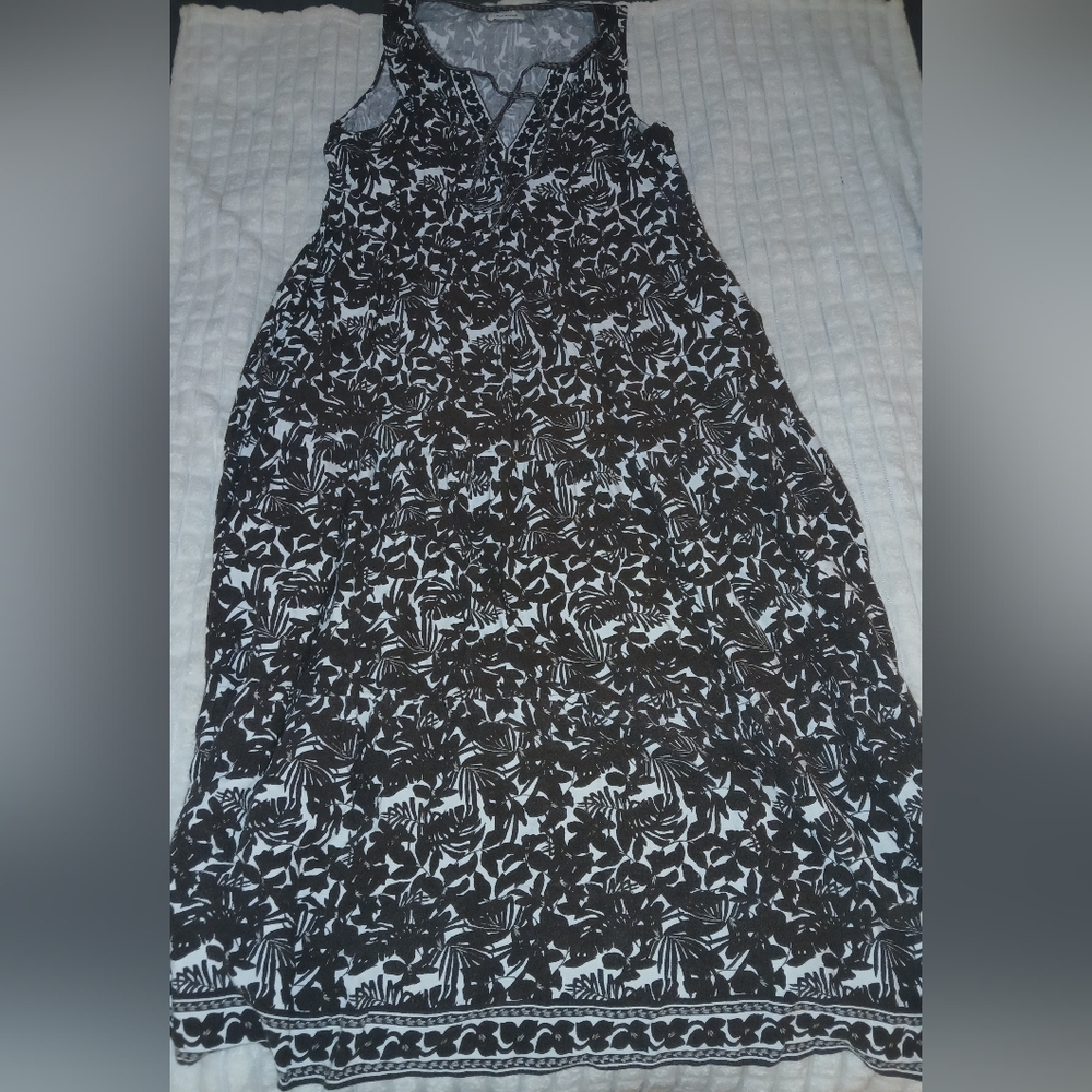 Max Studio Brown/Cresm Floral Maxi Dress Sz M EUC